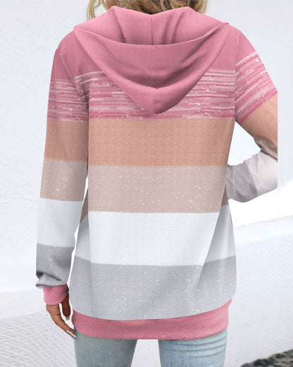 Color block hooded casual coat