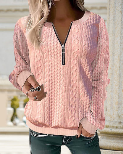 Solid color zipper sweatshirt
