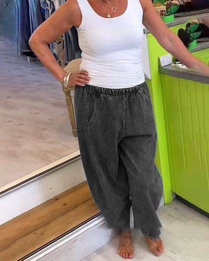 Elastic Waist Casual Jeans