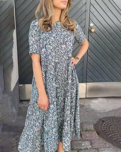 Short sleeve floral print dress