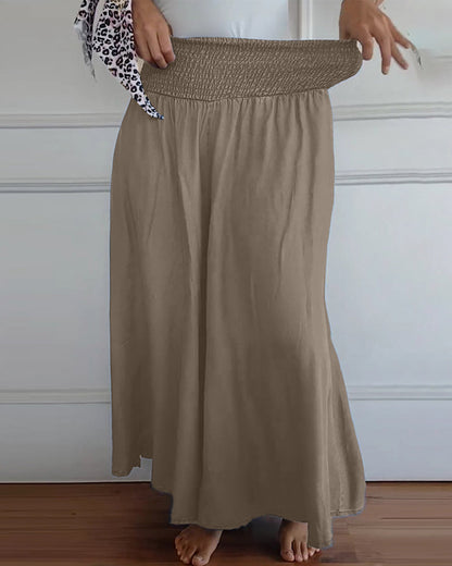 Elastic waist wide leg pants