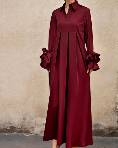 Fashion Shirt Collar Flared Dress