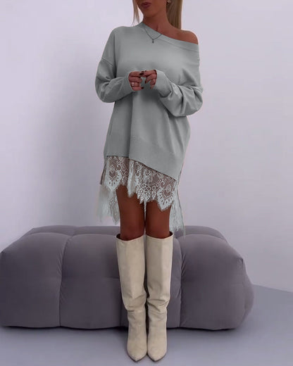 Solid color off shoulder slim pullover