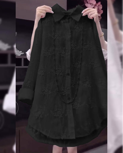 Solid Embroidered Drop Shoulder Shirt