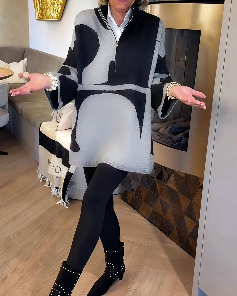 Half-Zip Stand Collar Fashionable Pullover