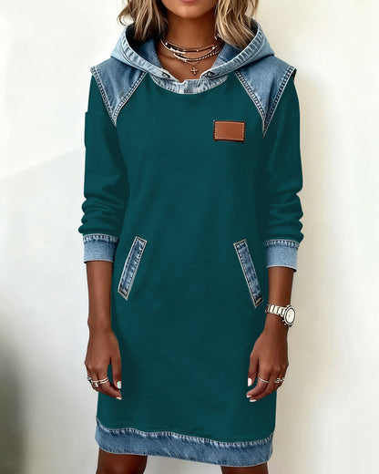 Hooded Paneled Contrast Dress