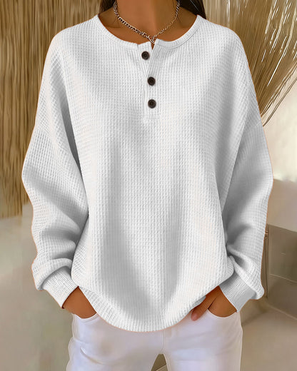 Fashionable Casual Solid Color Long-Sleeved Sweatshirt