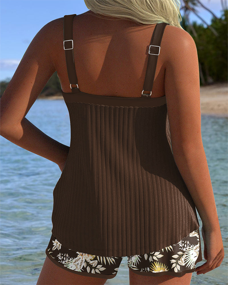 Striped Two-Piece Beach Shorts Tankini