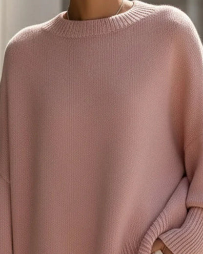 Round Neck Loose Mid-Length Jumper