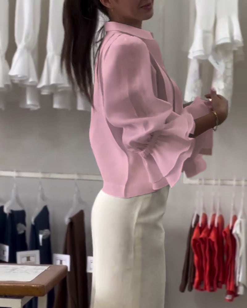 Puff Sleeve Ruffle Shirt