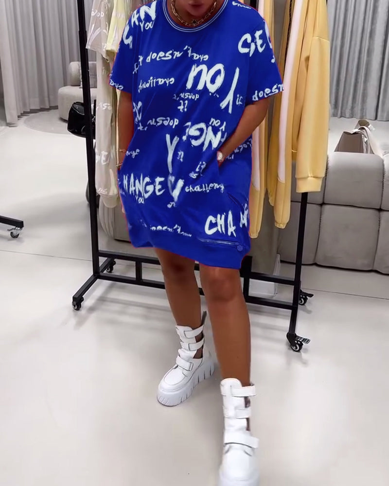 Loose Letter Print Dress