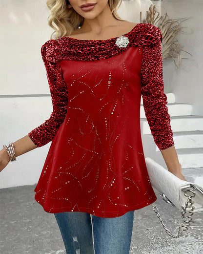 Leopard Print Long-Sleeved Top