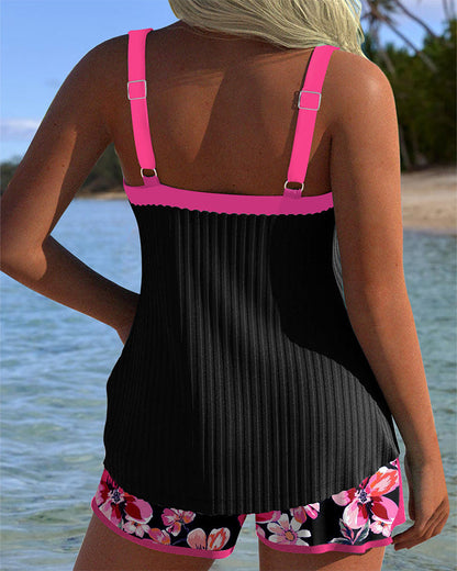 V-Neck Printed Sports Boxer Shorts Tankini