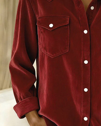 Long-Sleeved Lapel Button-Down Shirt