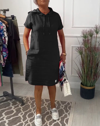 Hooded short sleeve casual dress