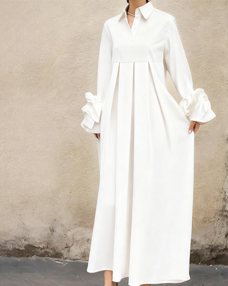 Fashion Shirt Collar Flared Dress