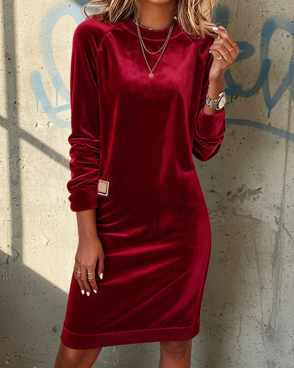 Fashionable Round Neck Long Sleeve Dress