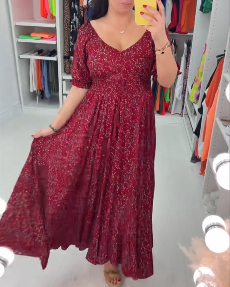 Printed v-neck maxi dress