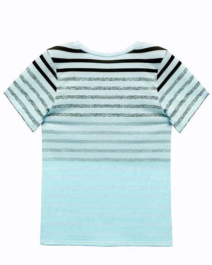 Round Neck Short Sleeve Striped T-Shirt