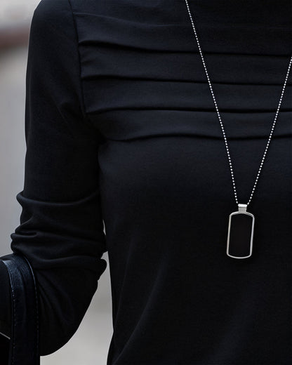 Slim Fit Pleated Long Sleeve Top