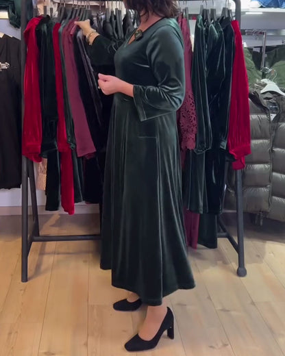 V-Neck Velvet Maxi Dress