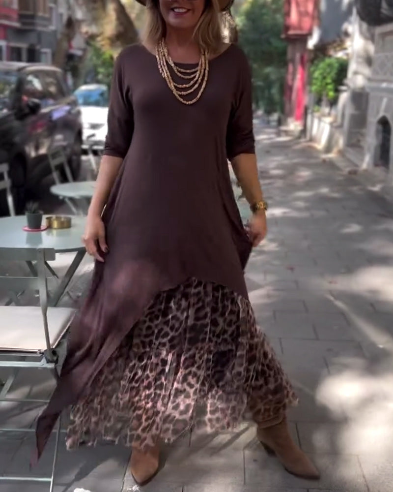 Long Sleeve Solid Color Irregular Dress