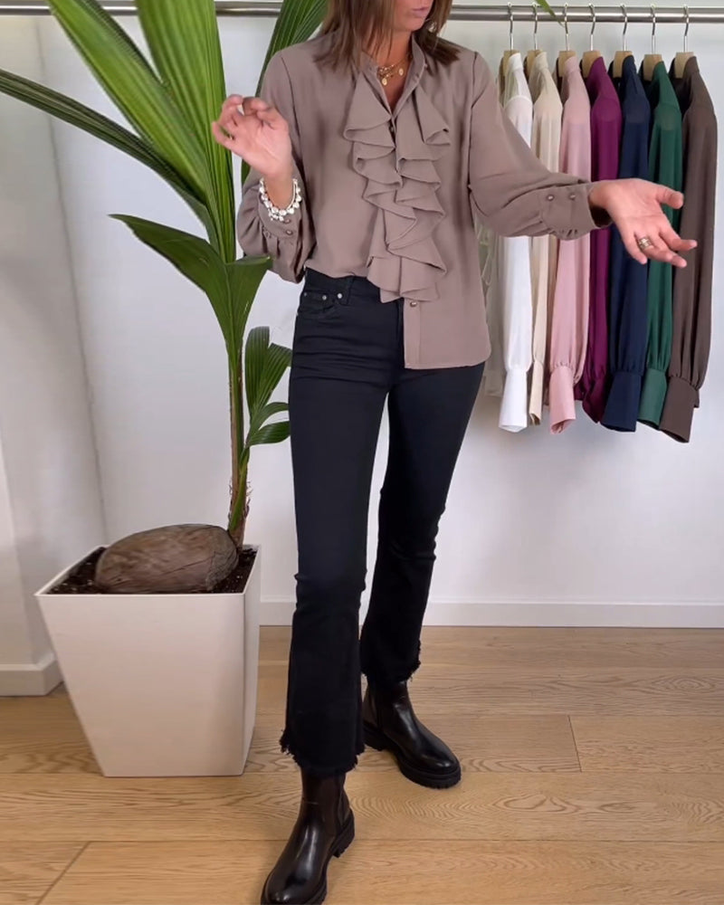 Elegant Ruffle Trim Shirt