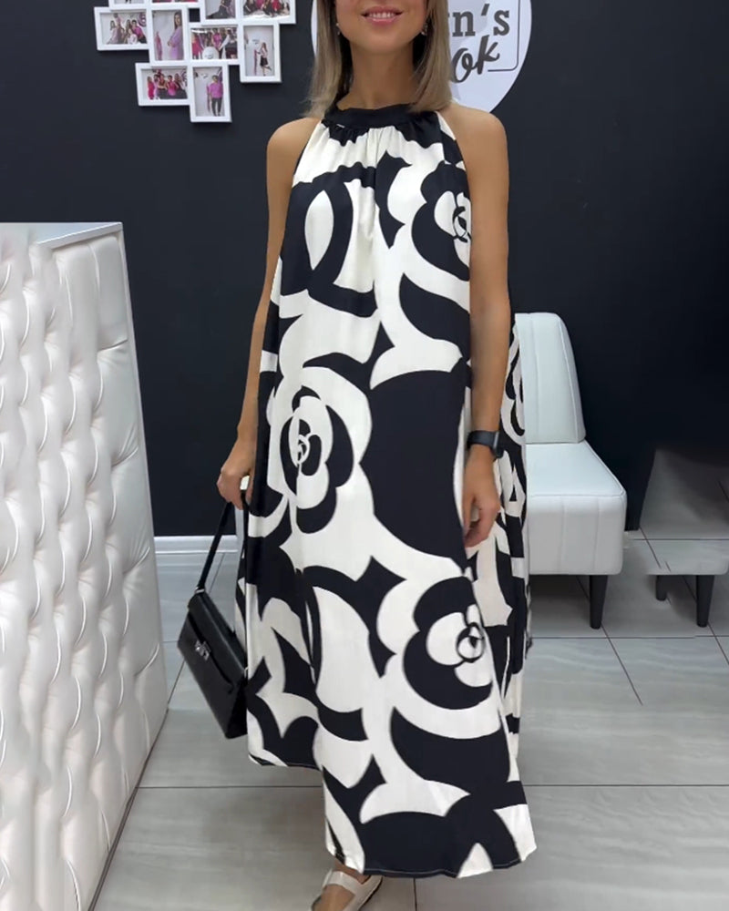 Sleeveless elegant printed dress