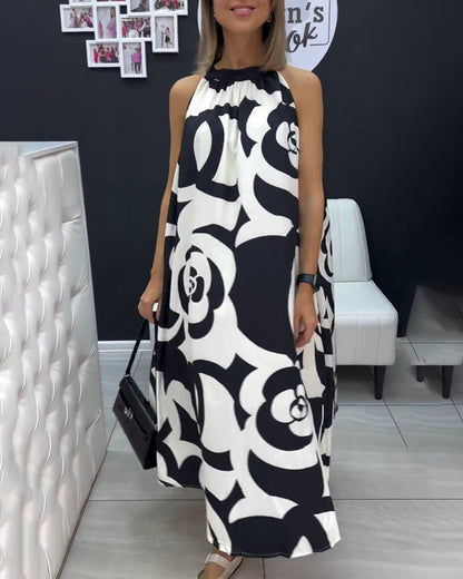 Sleeveless elegant printed dress