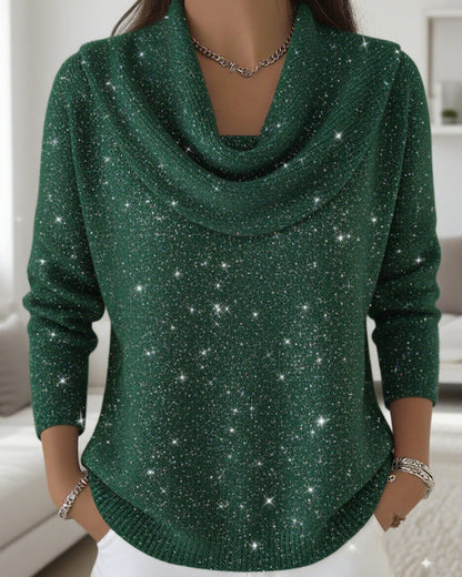 Pile Collar Sequined Sweater