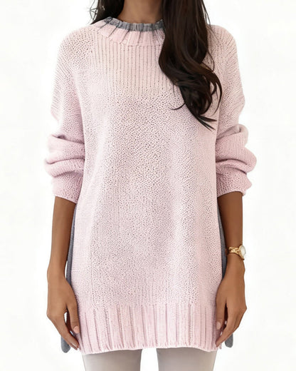 Crew Neck Contrasting Color Jumper