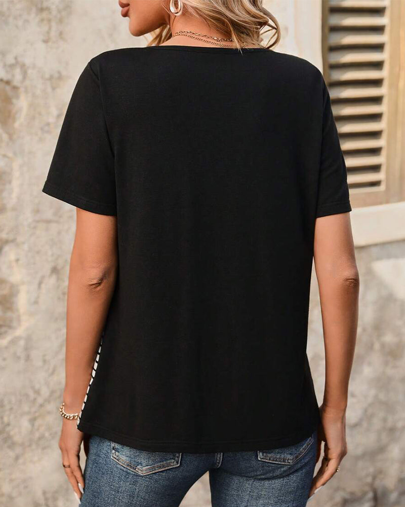 Casual Striped Contrast Color T-Shirt