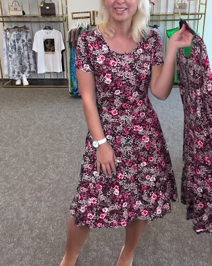 Temperament Slim Waist Printed Dress