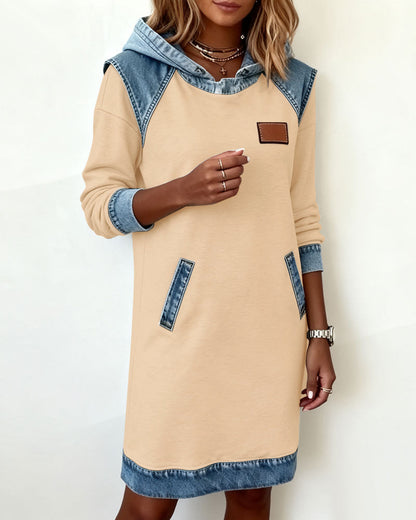 Hooded Paneled Contrast Dress