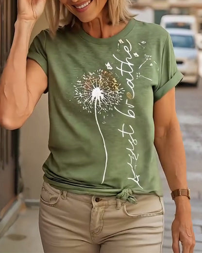 Dandelion Print Short - Sleeve T - Shirt
