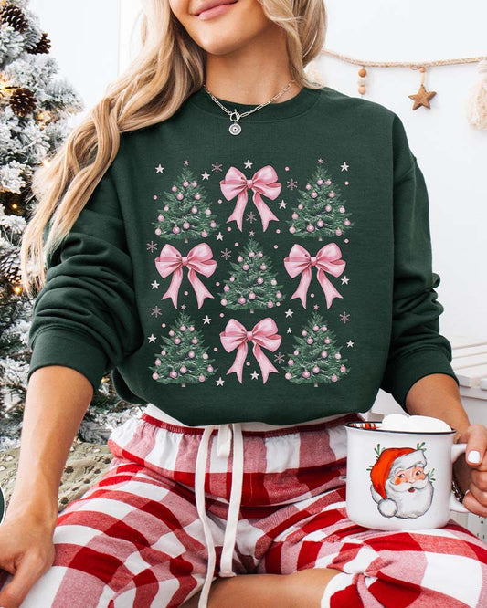 Bow Christmas Tree Print Sweatshirt