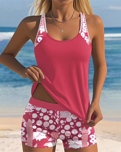 Tank Top Printed Boxer Swimsuit