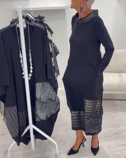 Solid Color Splicing Fashionable Dress