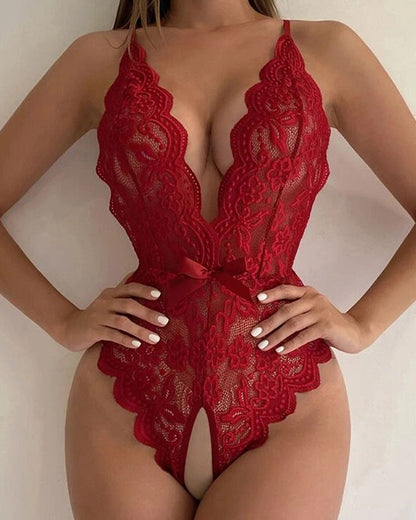 Halter Neck Lace Bodysuit