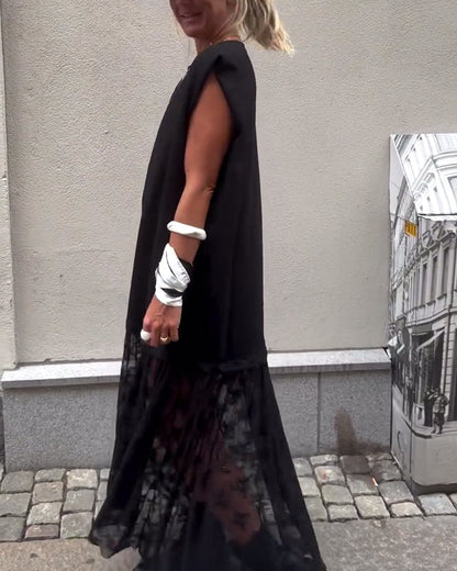 Sleeveless Mesh Patchwork Dress