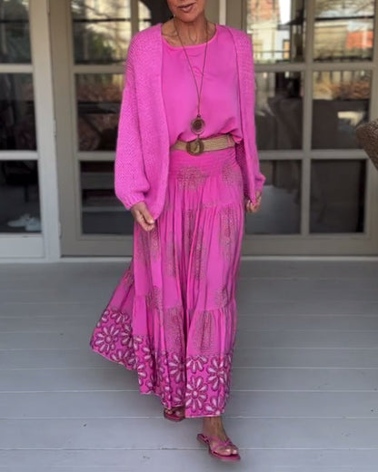 Solid color long sleeve casual cardigan