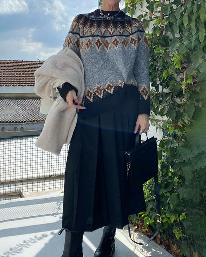 Contrast geometric sweater