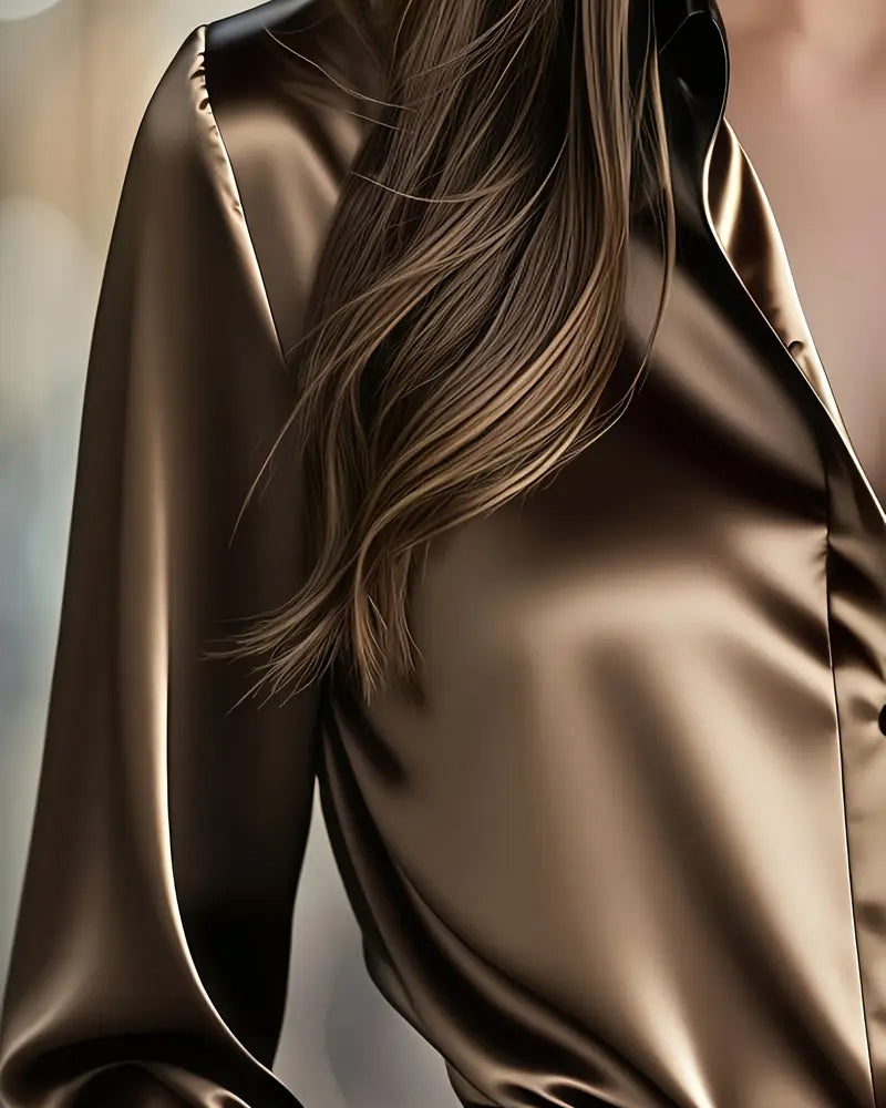 Fashionable Business Satin Color Block Shirt