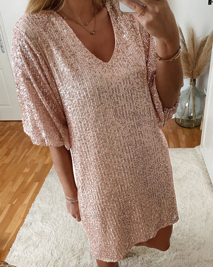 Sequin V-neck party Dress