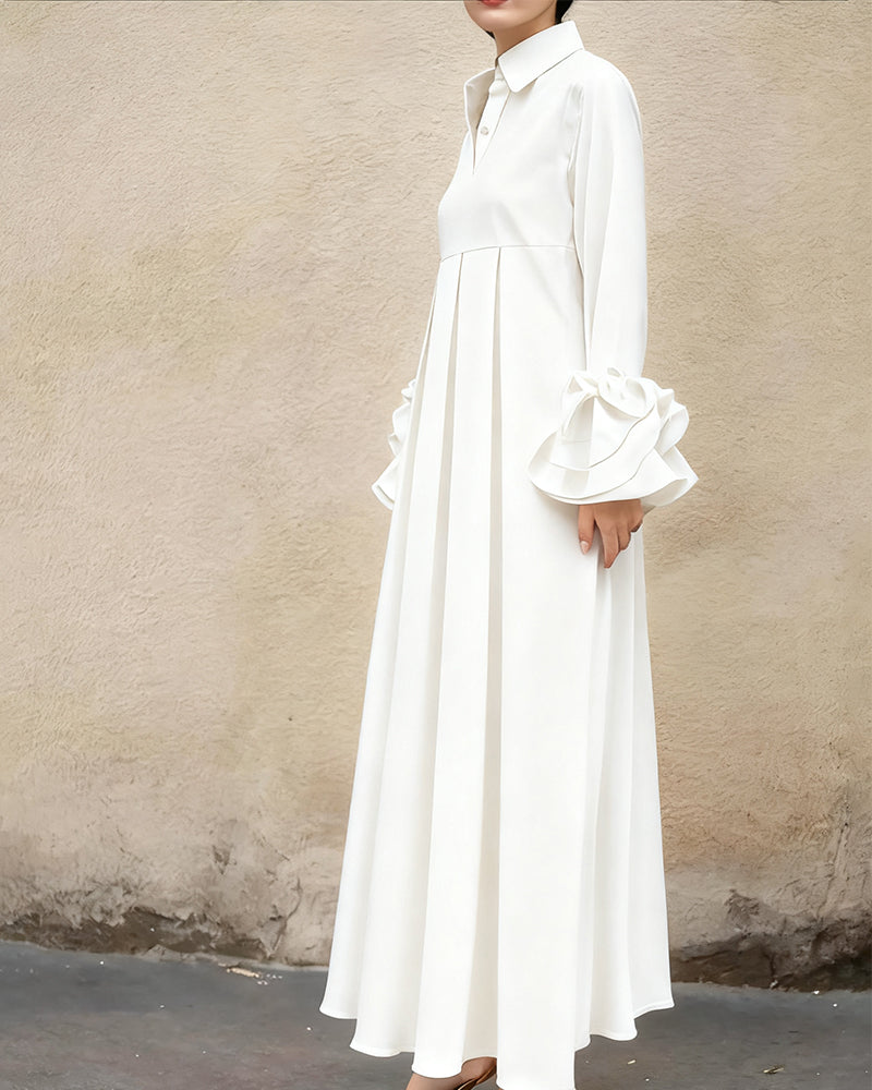 Fashion Shirt Collar Flared Dress