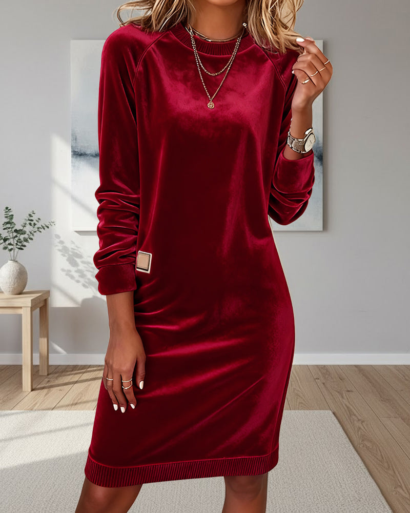 Fashionable Round Neck Long Sleeve Dress