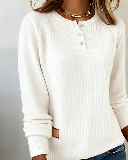 Stylish Button Raglan Sleeve Pullover