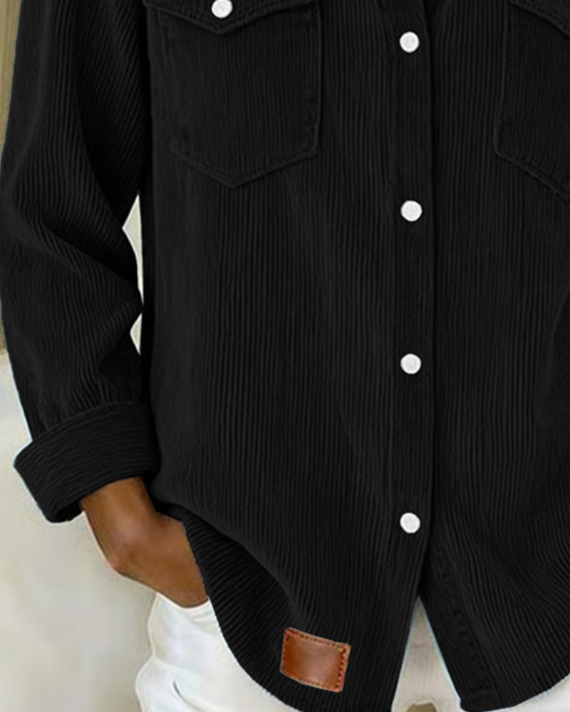 Long-Sleeved Lapel Button-Down Shirt