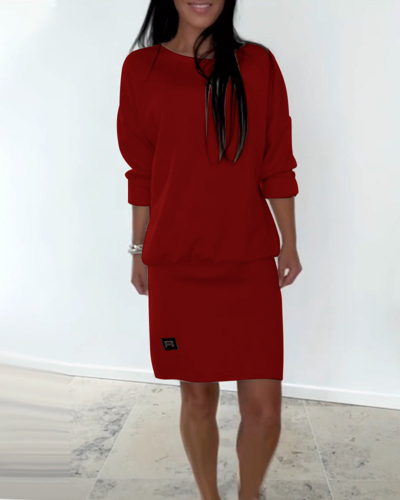 Long-Sleeved Casual Hip Dress