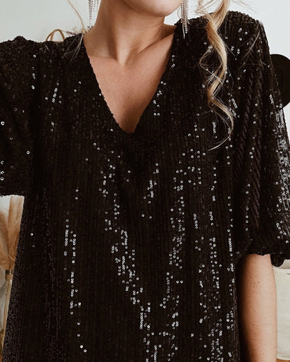 Sequin V-neck party Dress